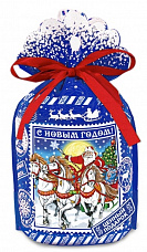 Купить Новогодние мешочки - Мешочек На саночках синий